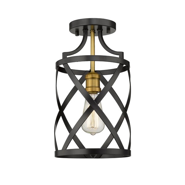 Malcalester 1 Light Flush Mount, Matte Black & Olde Brass